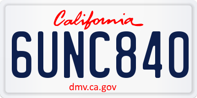 CA license plate 6UNC840