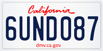 CA license plate 6UND087