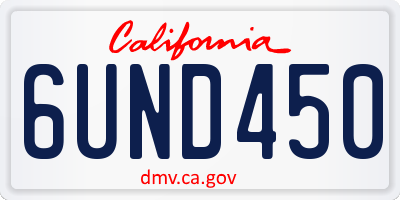 CA license plate 6UND450