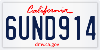 CA license plate 6UND914