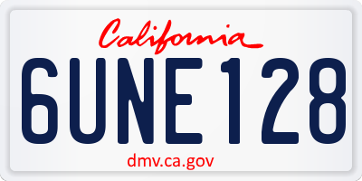 CA license plate 6UNE128