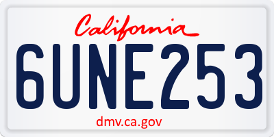 CA license plate 6UNE253