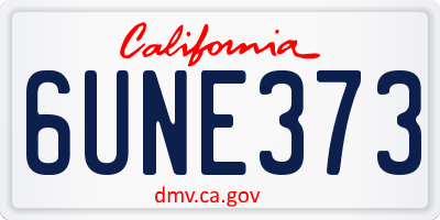 CA license plate 6UNE373