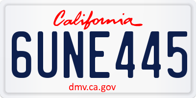 CA license plate 6UNE445