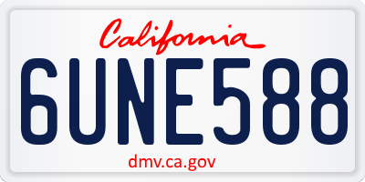 CA license plate 6UNE588
