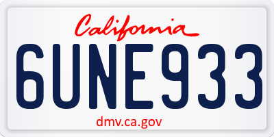 CA license plate 6UNE933