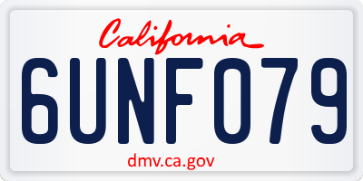 CA license plate 6UNF079