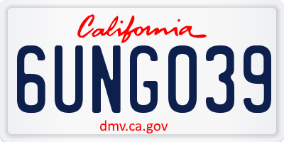 CA license plate 6UNG039