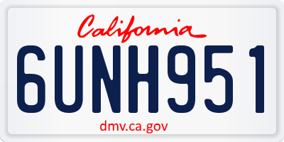 CA license plate 6UNH951