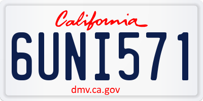 CA license plate 6UNI571