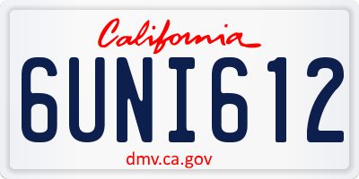 CA license plate 6UNI612