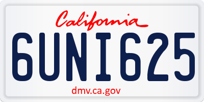CA license plate 6UNI625