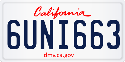 CA license plate 6UNI663