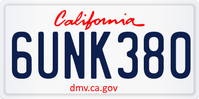 CA license plate 6UNK380