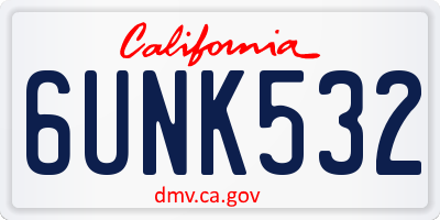 CA license plate 6UNK532