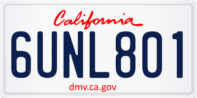 CA license plate 6UNL801