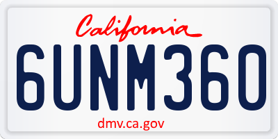 CA license plate 6UNM360