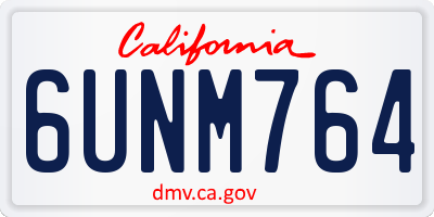 CA license plate 6UNM764