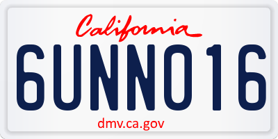 CA license plate 6UNN016