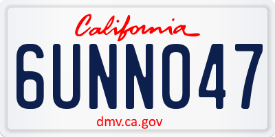 CA license plate 6UNN047
