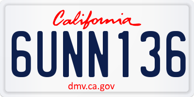 CA license plate 6UNN136