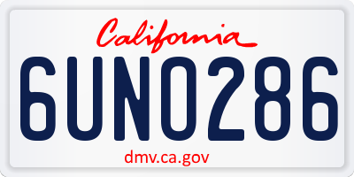CA license plate 6UNO286