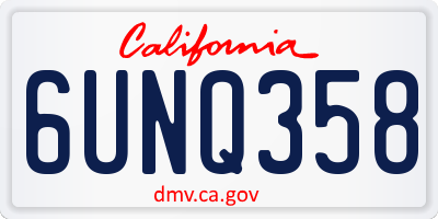 CA license plate 6UNQ358