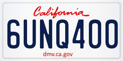 CA license plate 6UNQ400