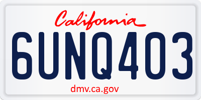 CA license plate 6UNQ403