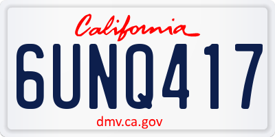 CA license plate 6UNQ417
