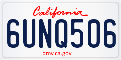 CA license plate 6UNQ506