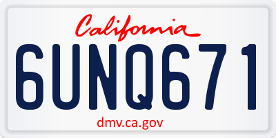 CA license plate 6UNQ671