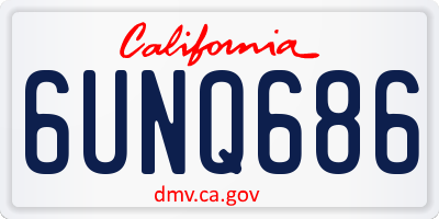CA license plate 6UNQ686
