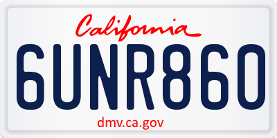CA license plate 6UNR860