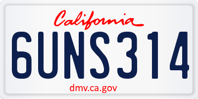 CA license plate 6UNS314