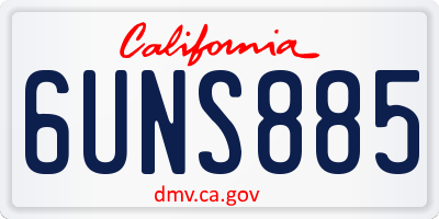 CA license plate 6UNS885