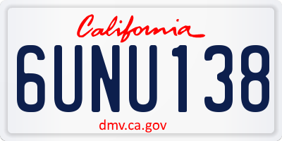 CA license plate 6UNU138