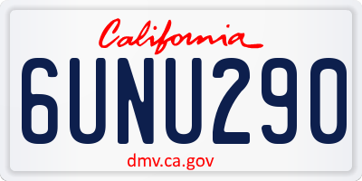CA license plate 6UNU290