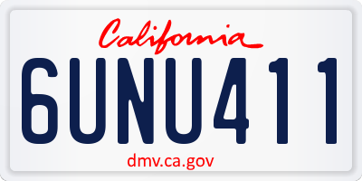 CA license plate 6UNU411