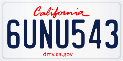 CA license plate 6UNU543