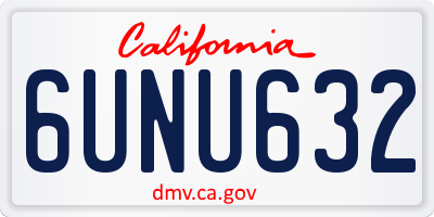 CA license plate 6UNU632
