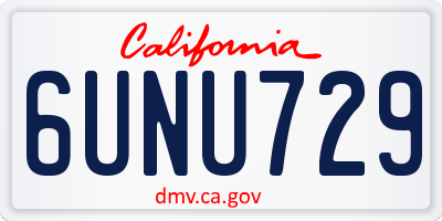 CA license plate 6UNU729