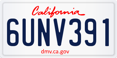 CA license plate 6UNV391