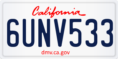 CA license plate 6UNV533