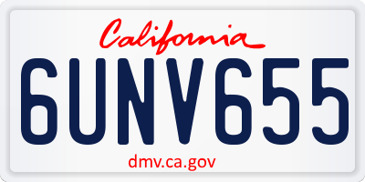 CA license plate 6UNV655