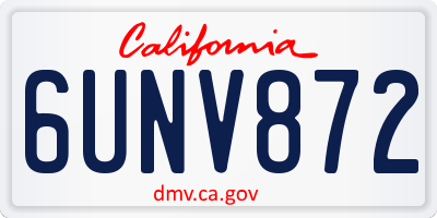 CA license plate 6UNV872