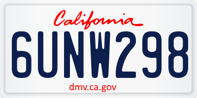 CA license plate 6UNW298