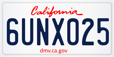 CA license plate 6UNX025