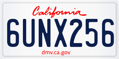 CA license plate 6UNX256