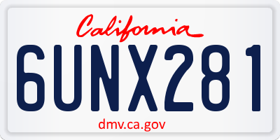 CA license plate 6UNX281